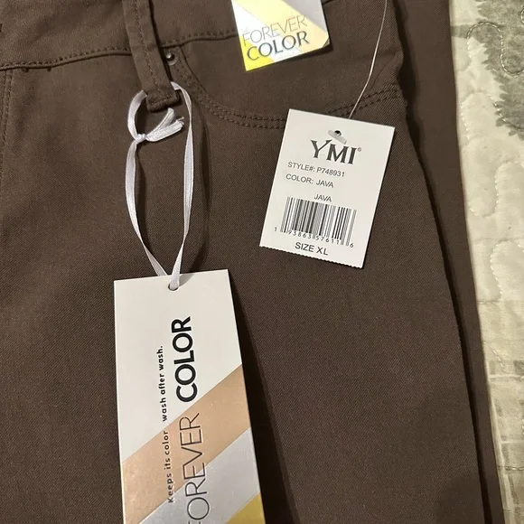 YMI Brown Chinos Flat Front Casual Pants - Picture 2 of 4